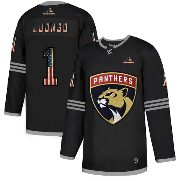 Cheap Florida Panthers 1 Roberto Luongo Adidas Men Black USA Flag Limited NHL Jersey